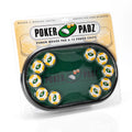 PokerPadz oval green mouse mat in retail packaging with ten yellow and green poker chip designs