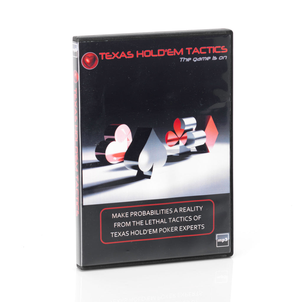 Front of the Texas Hold'em Tactics poker training case in black and red packaging