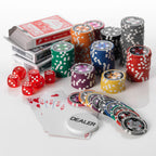 1000 piece Poker Club chip set with playing cards, dice and dealer button