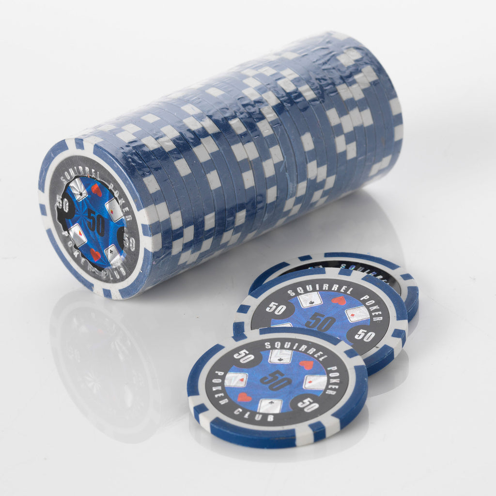 Squirrel Poker Poker Club - Poker Chip Roll of 25 – Laser Design New Recycled Composite 15g