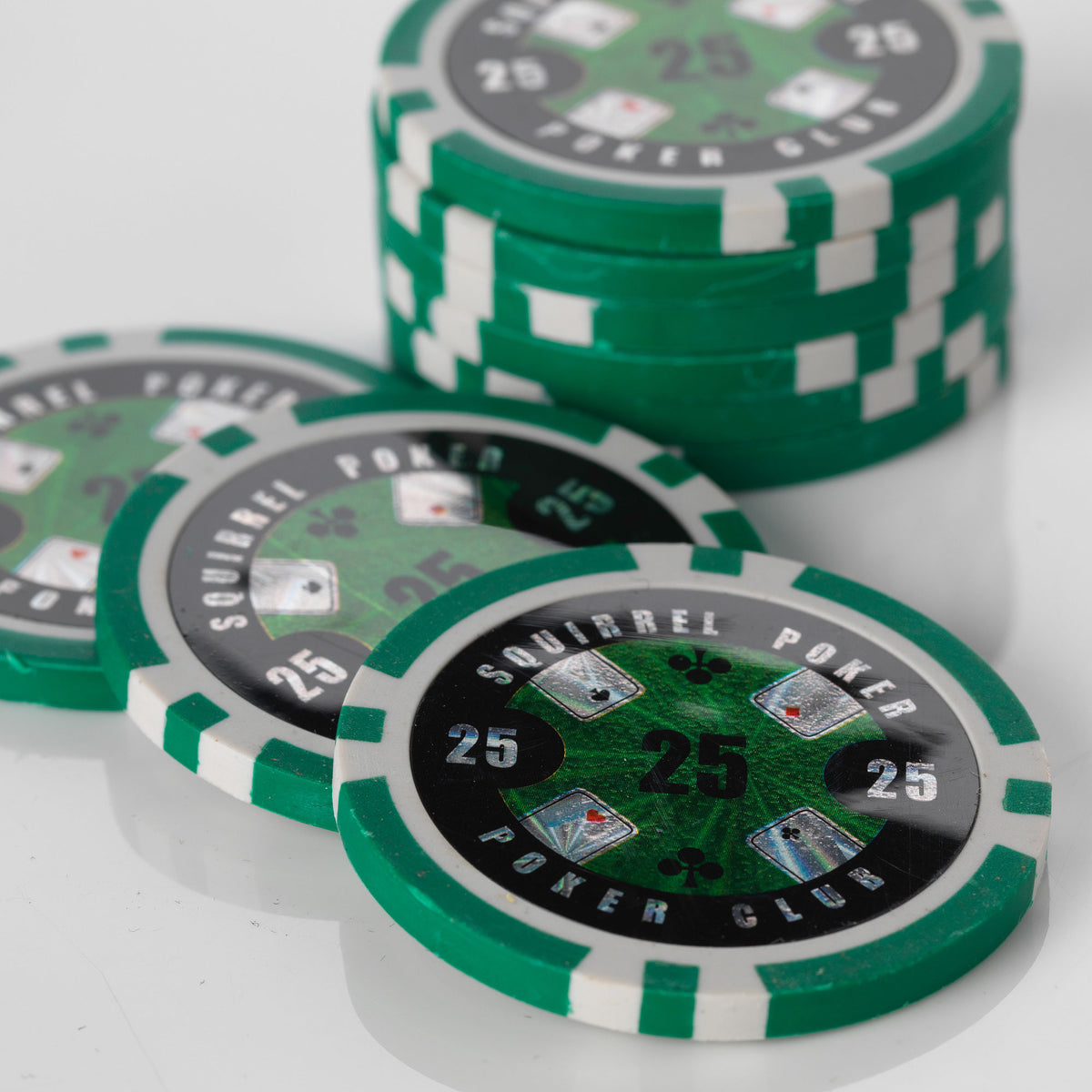 Squirrel Poker Poker Club - Poker Chip Roll of 25 – Laser Design New Recycled Composite 15g
