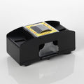 Black 2 deck automatic card shuffler with clear lid and press-down operating lever